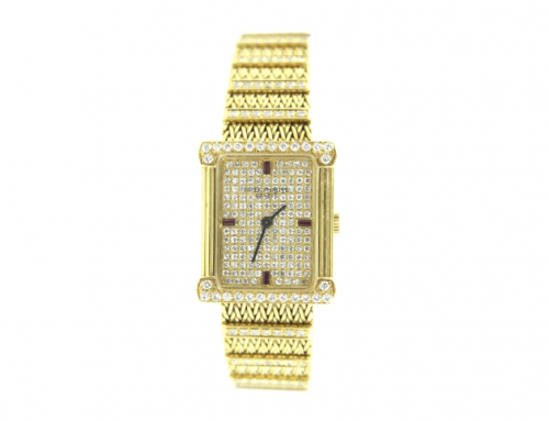 LADIES 18K PATEK PHILIPPE RUBY & DIAMOND WATCH